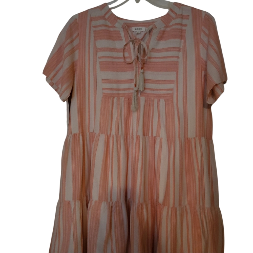 So Cute Orange And White Dress - Picture 5 of 6
